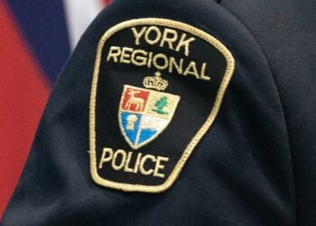A York Regional Police patch is shown in Aurora, Ont. on Dec. 19, 2022. THE CANADIAN PRESS/Arlyn McAdorey