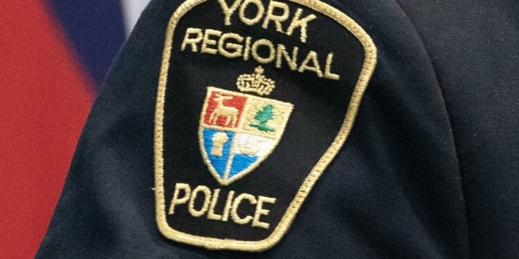 A York Regional Police patch is shown in Aurora, Ont. on Dec. 19, 2022. THE CANADIAN PRESS/Arlyn McAdorey