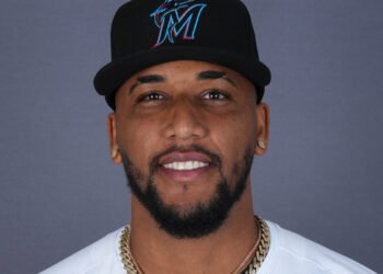 Feb 19, 2025; Jupiter, FL, USA;  Miami Marlins pitcher Robinson Pina (81). Mandatory Credit: Jim Rassol-Imagn Images