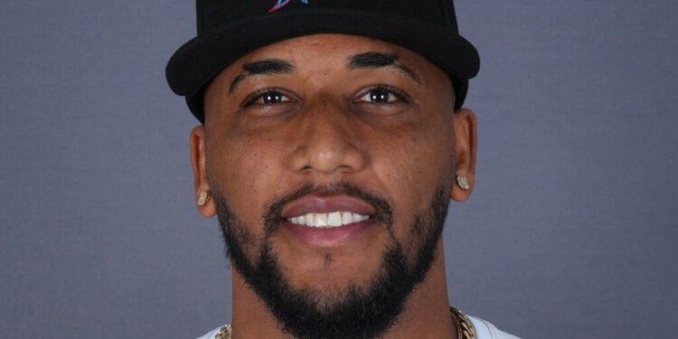 Feb 19, 2025; Jupiter, FL, USA;  Miami Marlins pitcher Robinson Pina (81). Mandatory Credit: Jim Rassol-Imagn Images