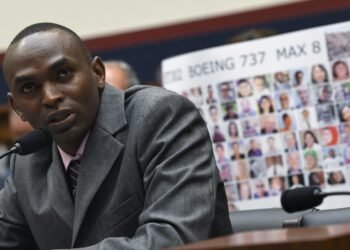 FILE - Paul Njoroge testifies during a House Transportation subcommittee hearing on Capitol Hill in Washington, July 17, 2019, on aviation safety. (AP Photo/Susan Walsh, File)