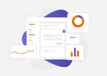 Vector illustration of business reporting dashboard screen concept of data analysis and research presentation