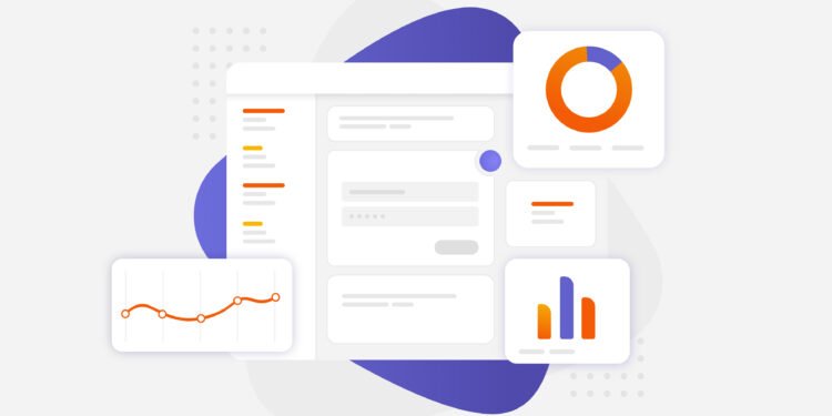Vector illustration of business reporting dashboard screen concept of data analysis and research presentation