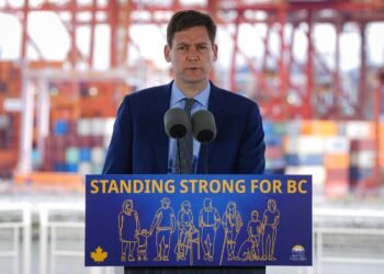 B.C. Premier David Eby speaks during an announcement in Vancouver, on Monday, May 26, 2025. THE CANADIAN PRESS/Darryl Dyck