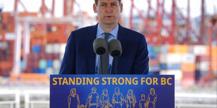 B.C. Premier David Eby speaks during an announcement in Vancouver, on Monday, May 26, 2025. THE CANADIAN PRESS/Darryl Dyck