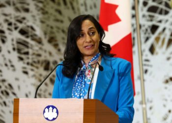Canada's Foreign Minister Anita Anand delivers a joint statement with Japan's Foreign Minister Takeshi Iwaya (not pictured), after bilateral talks, in Tokyo, Japan July 8, 2025.  REUTERS/Issei Kato