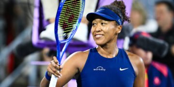 MONTREAL, CANADA - AUGUST 05: Naomi Osaka of Japan celebrates her victory against Elina Svitolina of Ukraine during their quarterfinals singles women's match on Day Ten of the WTA 1000 National Bank Open at IGA Stadium on August 5, 2025 in Montreal, Quebec, Canada.  (Photo by Minas Panagiotakis/Getty Images)