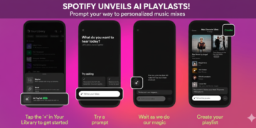 Spotify expands Prompted Playlists beta to Premium users in Canada 10 Spotify app screens showing AI-powered playlist creation with prompts, generation steps, and personalized music mixes on mobile.c