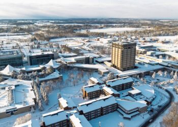 An areal shot of university campus