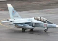 Yakovlev Yak-130 advanced jet trainer in flight showcasing Russian military aviation capabilities