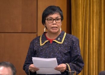 NDP MP Lori Idlout at a press event after joining the Liberal Party in 2026