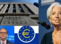 ECB President Christine Lagarde announcing interest rate hike amid inflation and geopolitical tensions